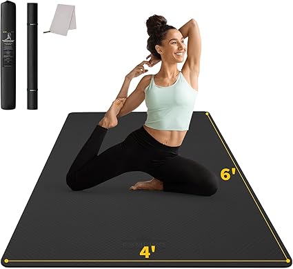 CAMBIVO Large Yoga Mat for Women Men (183x122x0.6cm), Exercise Mat for Home, TPE Non Slip Fitness Mat for Home Gym