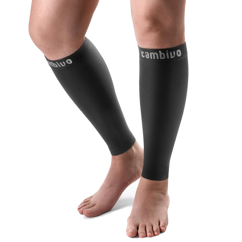 CAMBIVO 2 Pairs Compression Calf Sleeves 20-30mmHg for Men and Women, Ideal for Recovery & Swelling