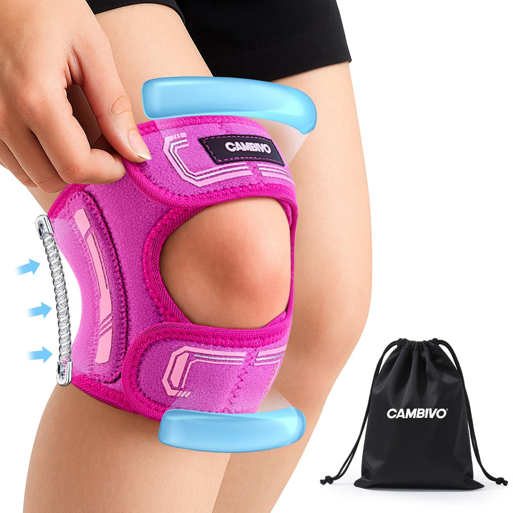 CAMBIVO Patella Tendon Knee Strap with Double-Sided Spring Stabilizers and Gel Pad, Lightweight Knee support for Running, Hiking