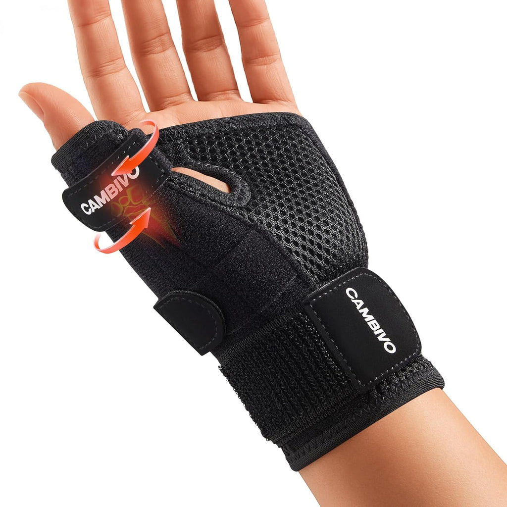 CAMBIVO Wrist Supports with Thumb Splint, Wrist Splint with Adjustable Straps, Breathable Thumb Support for Arthritis De Quervain's Tenosynovitis