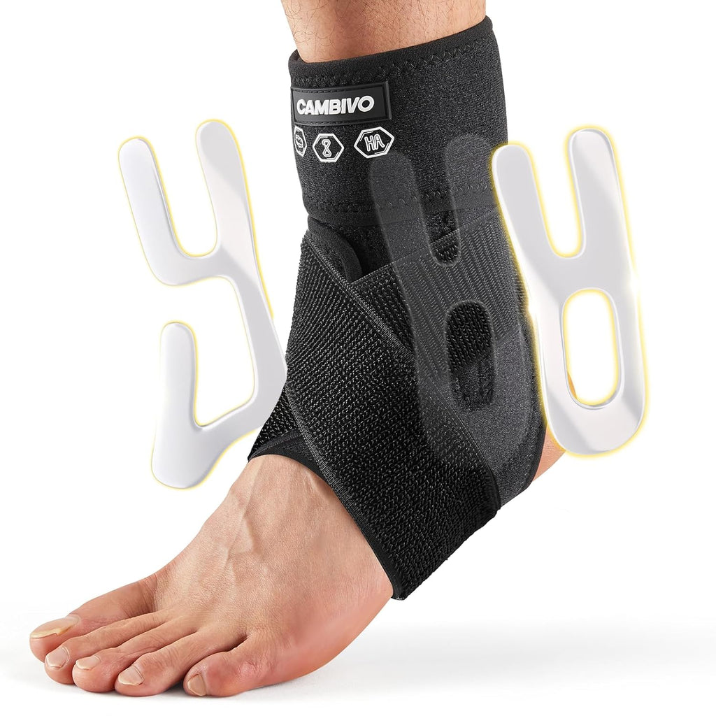 CAMBIVO Ankle Support for ligament damage, Adjustable Ankle Brace for Plantar Fasciitis Relief Women Men Breathable Sports Stabilizer Ankle Straps Achilles Tendonitis