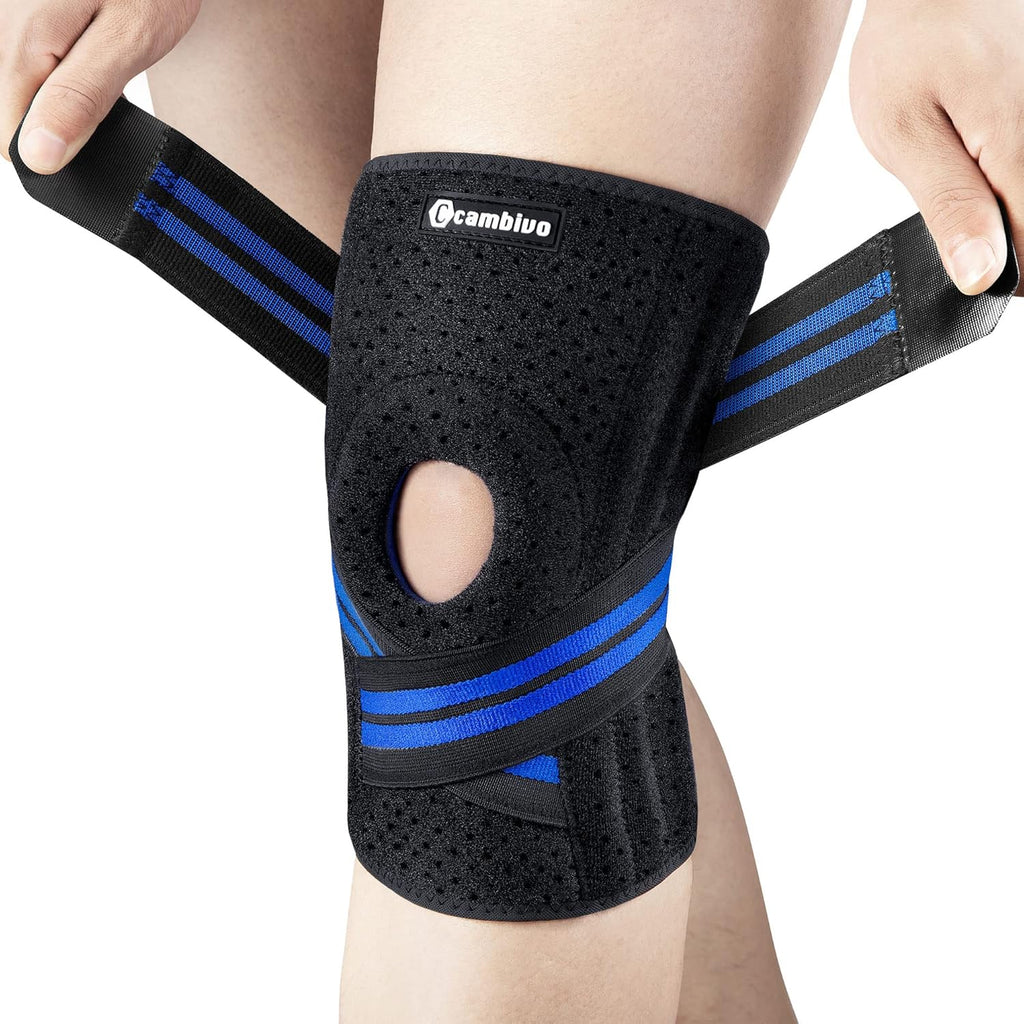 CAMBIVO Knee Support for Women & Men with Side Stabilizers & Patella Gel Pads, Adjustable Knee Brace for Meniscus Tear