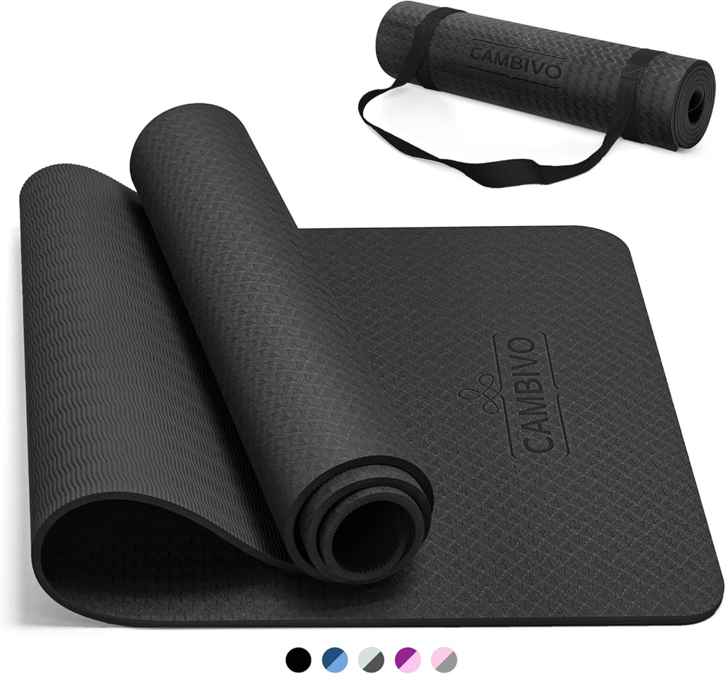 CAMBIVO Yoga Mat for Women Men, 6/8mm Thick Exercise Mat for Home Gym, Non Slip Workout Mat for Pilates