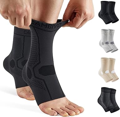 CAMBIVO Ankle Support Men and Women 2 Pack, Plantar Fasciitis Socks Ankle Brace Compression Sleeve Socks for Sprained Ankle