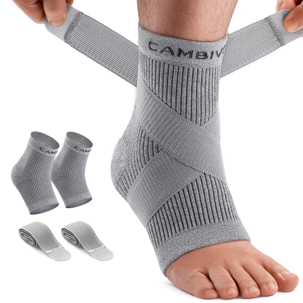 CAMBIVO Adjustable Ankle Brace for Plantar Fasciitis Socks 1 Pair with Strap Men and Women, Support for Sprained Ankle