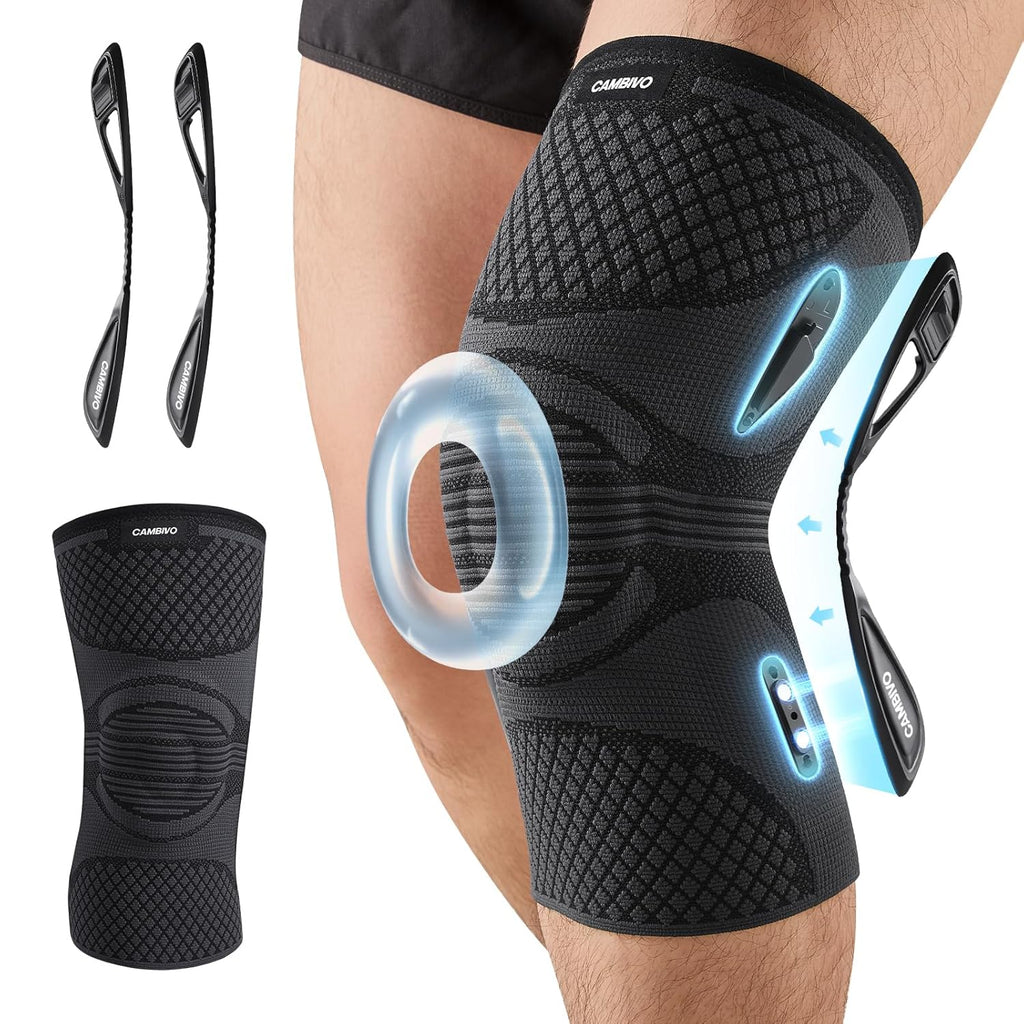 CAMBIVO Innovative Knee Brace with Detachable Side Stabilizers, Knee Sleeves with Red Dot Awarded Design for Arthritis Pain Relief