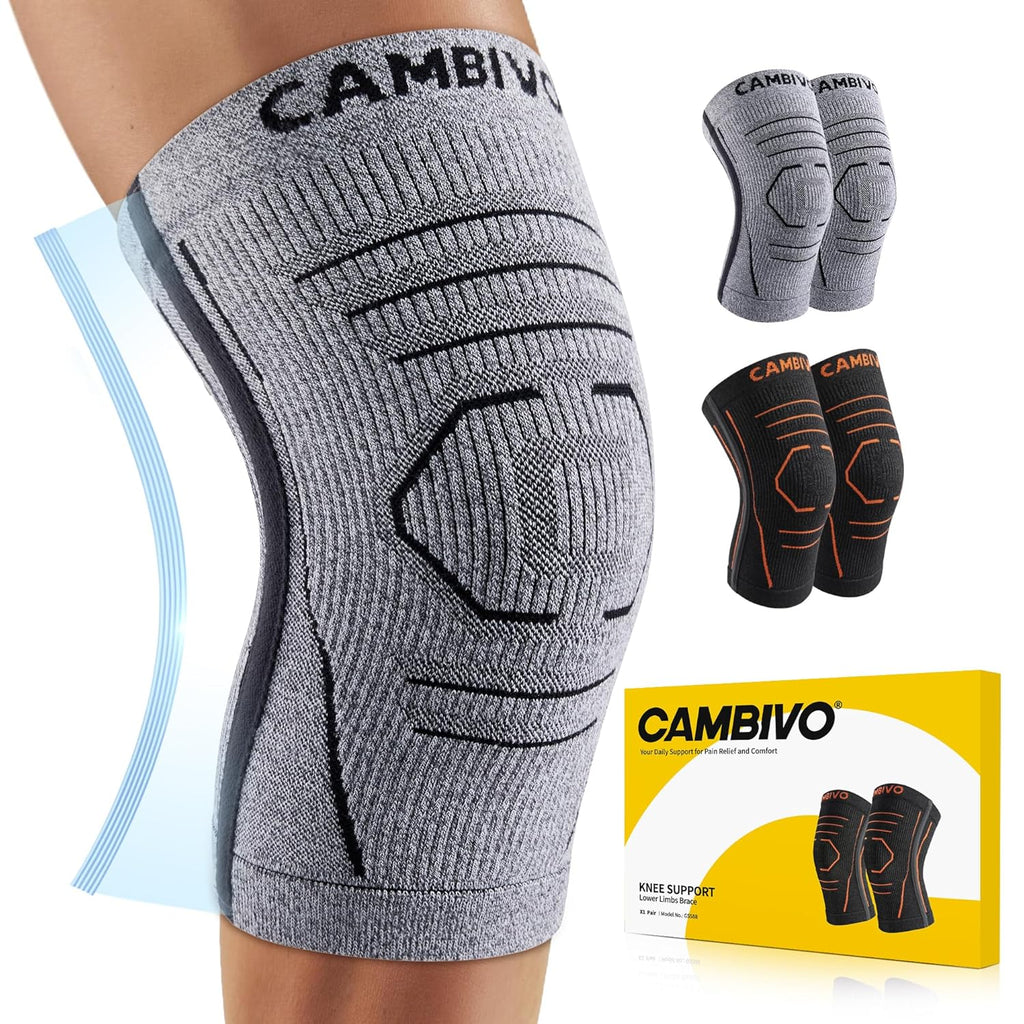 CAMBIVO Innovative Knee Brace with Detachable Side Stabilizers for Flexible Knee Support Men and Women, Knee Sleeves with Red Dot Awarded Design for Arthritis Pain Relief