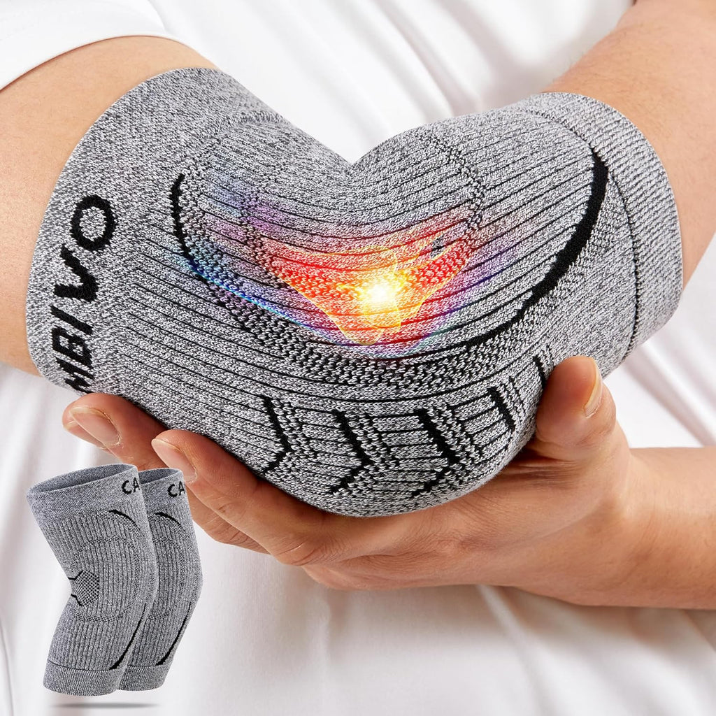 CAMBIVO 2 Pack Elbow Support for Men and Women, Tennis Elbow Brace Compression Sleeves for Weightlifting