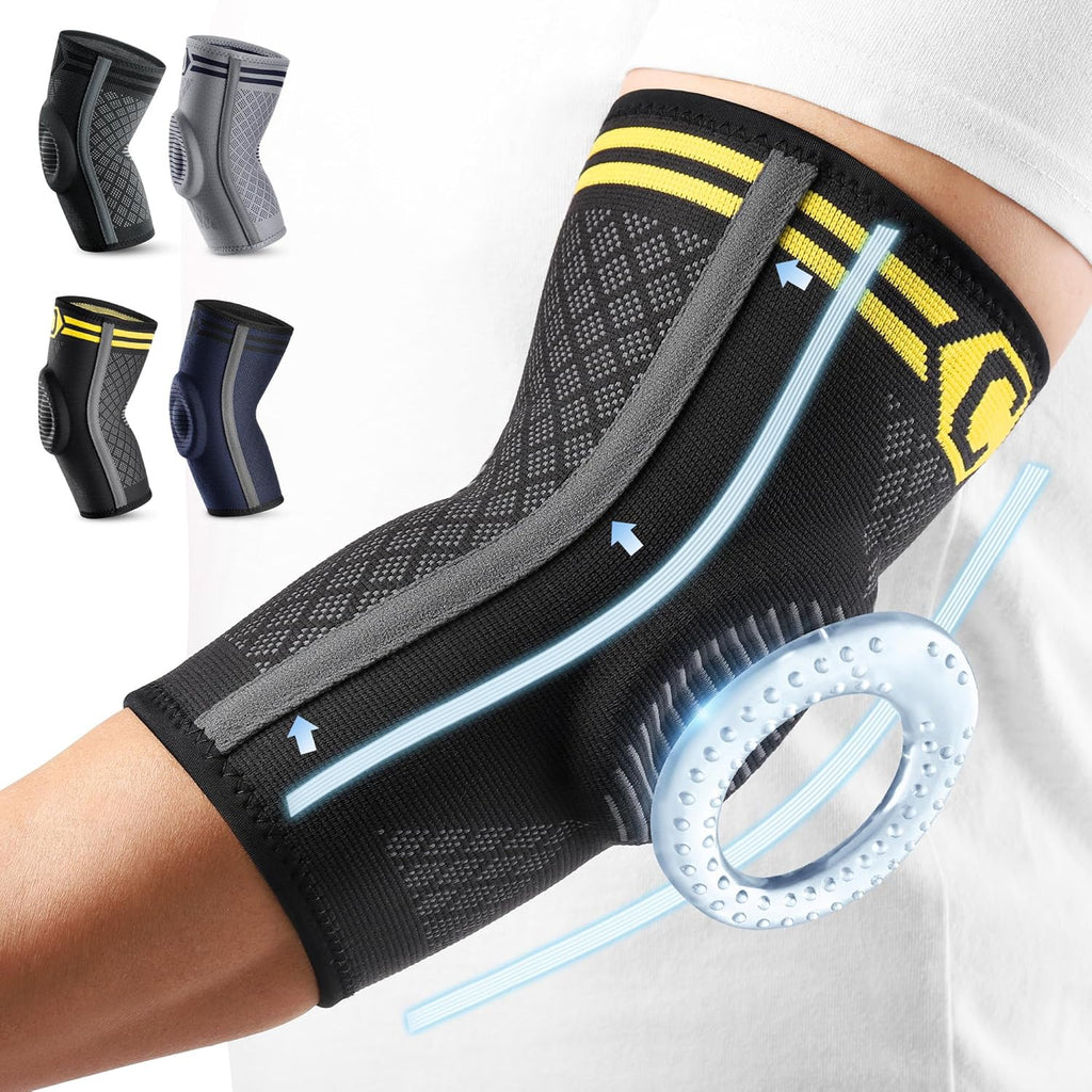 CAMBIVO Elbow Support for Men&Women 2 Pack, Upgraded Tennis Elbow Support Arm Sleeves with Gel Pad and Dual Stabilizers